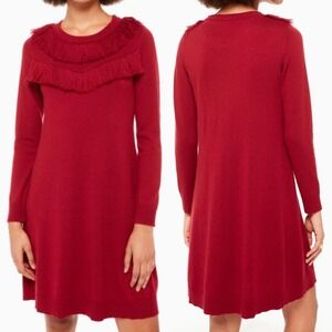Kate Spade Red Fringe Wool Sweater Mini Dress XS